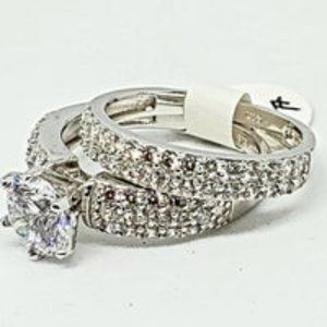 Real .925 Sterling Silver 2Pc Wedding Set